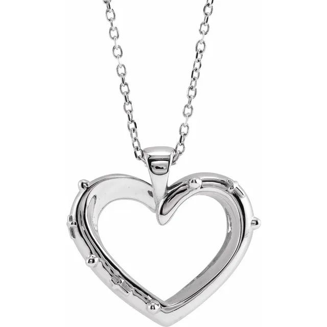 Sterling Silver Rosary Heart 16-18 Necklace 81$